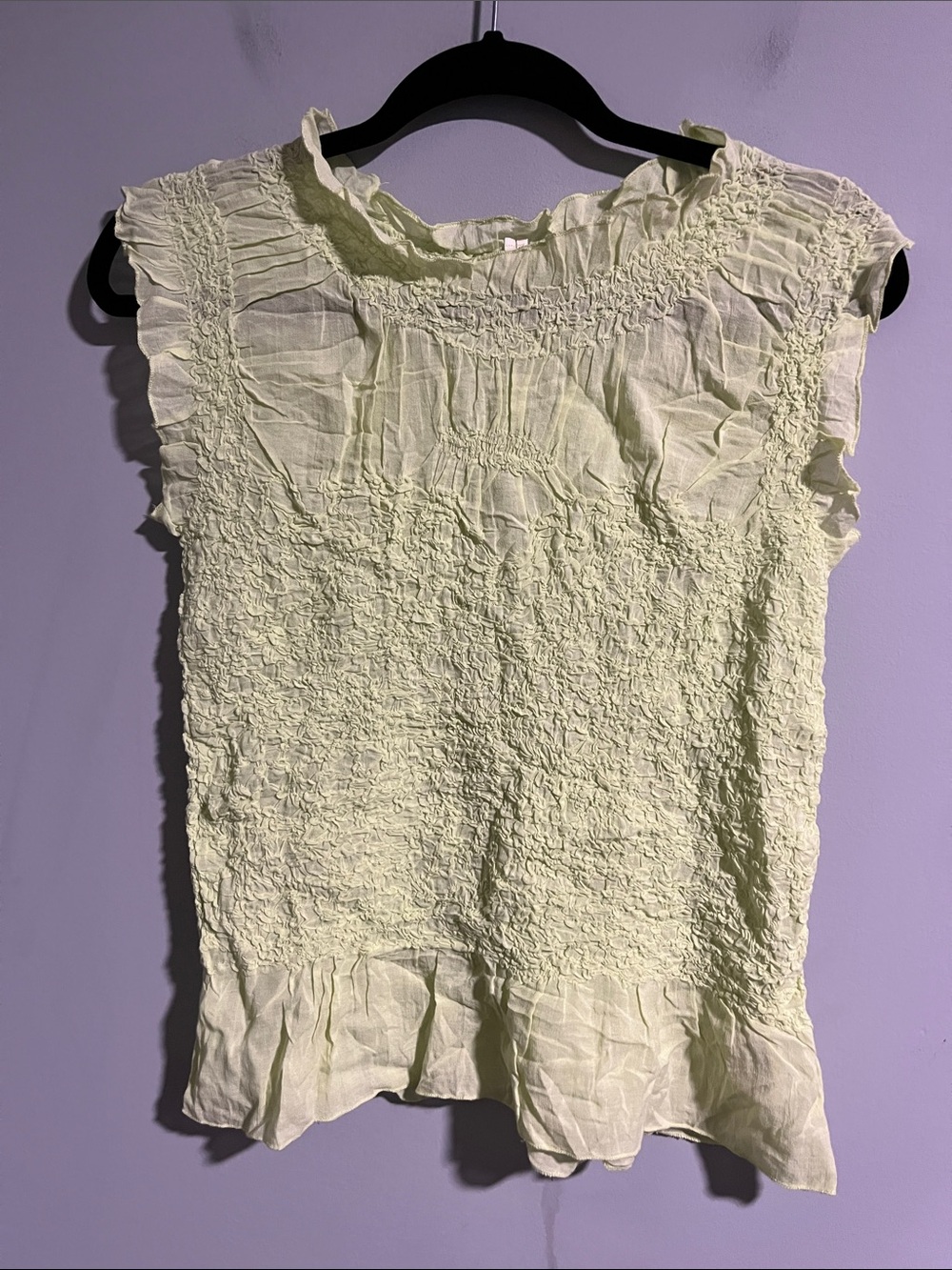 Anthropologie Spring Green Textured Smock Top